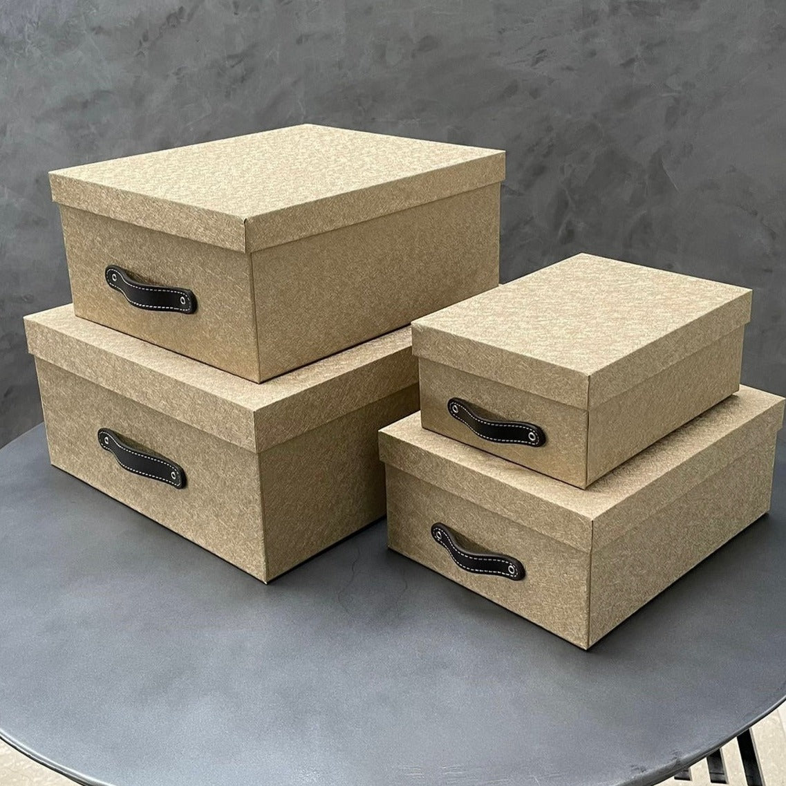 Cajas Organizadoras Decorativas Dorada con Textura Kit 4 Piezas