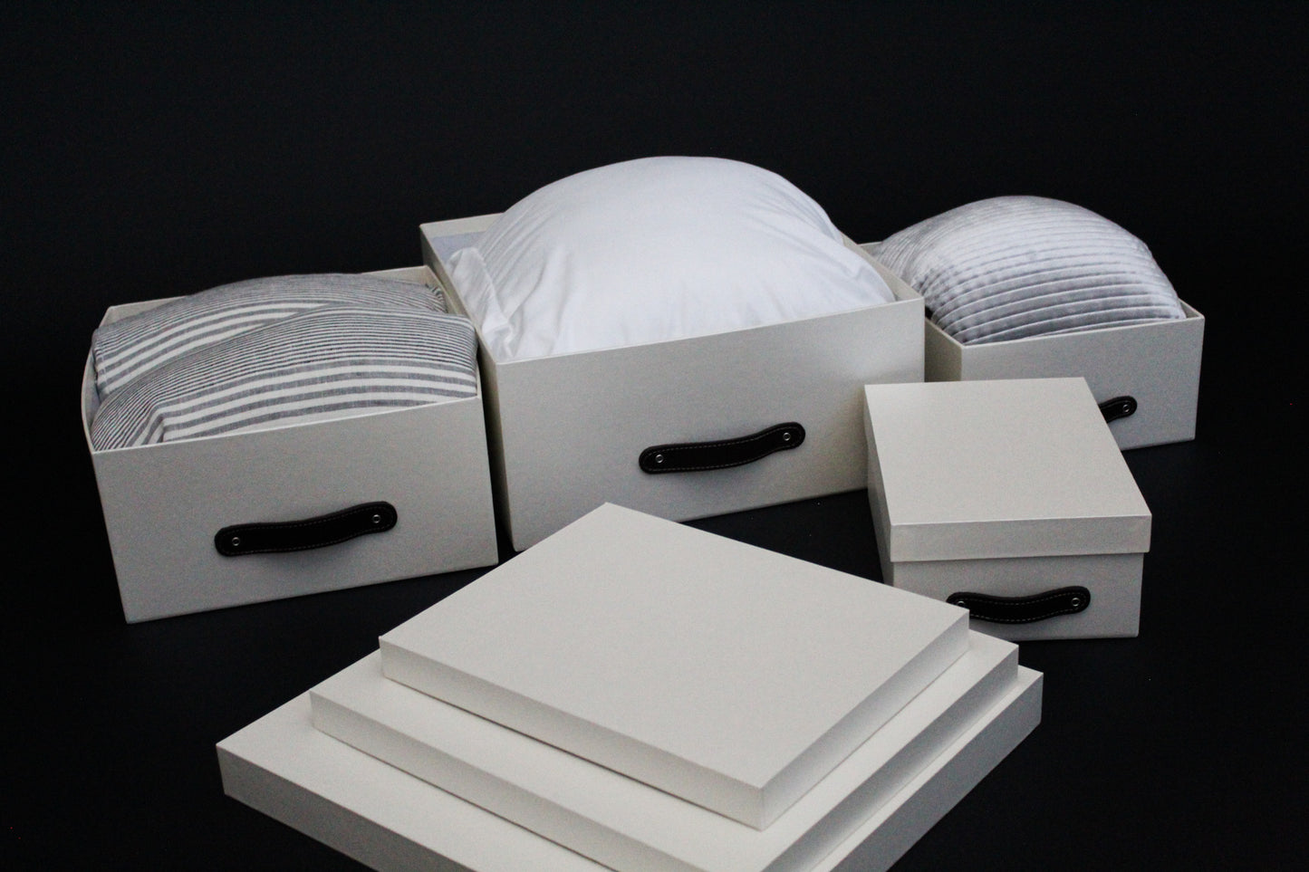 Cajas Organizadoras Decorativas Crema Aperlado Brillante Kit de 4 Piezas