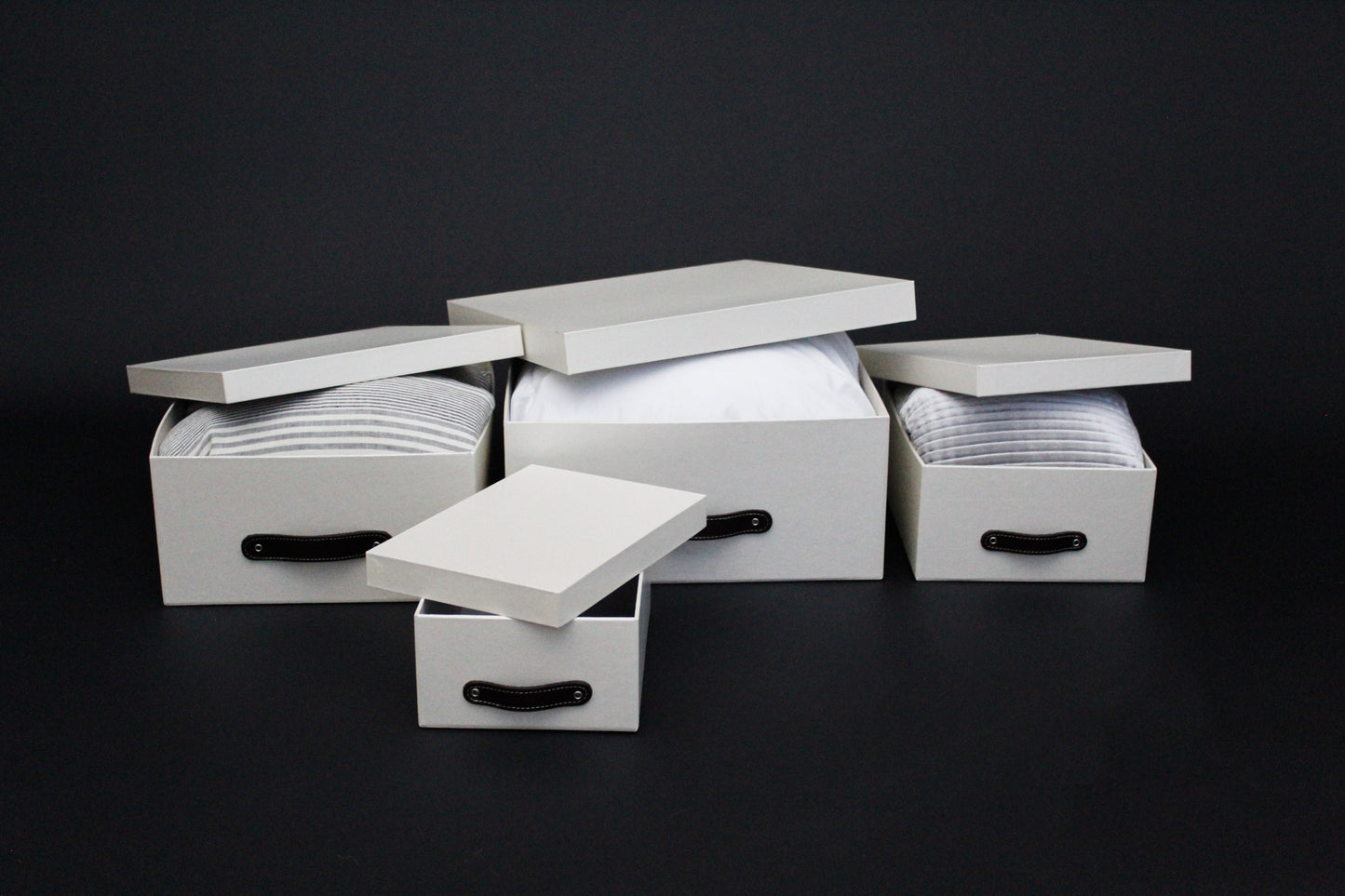 Cajas Organizadoras Decorativas Crema Aperlado Brillante Kit de 4 Piezas