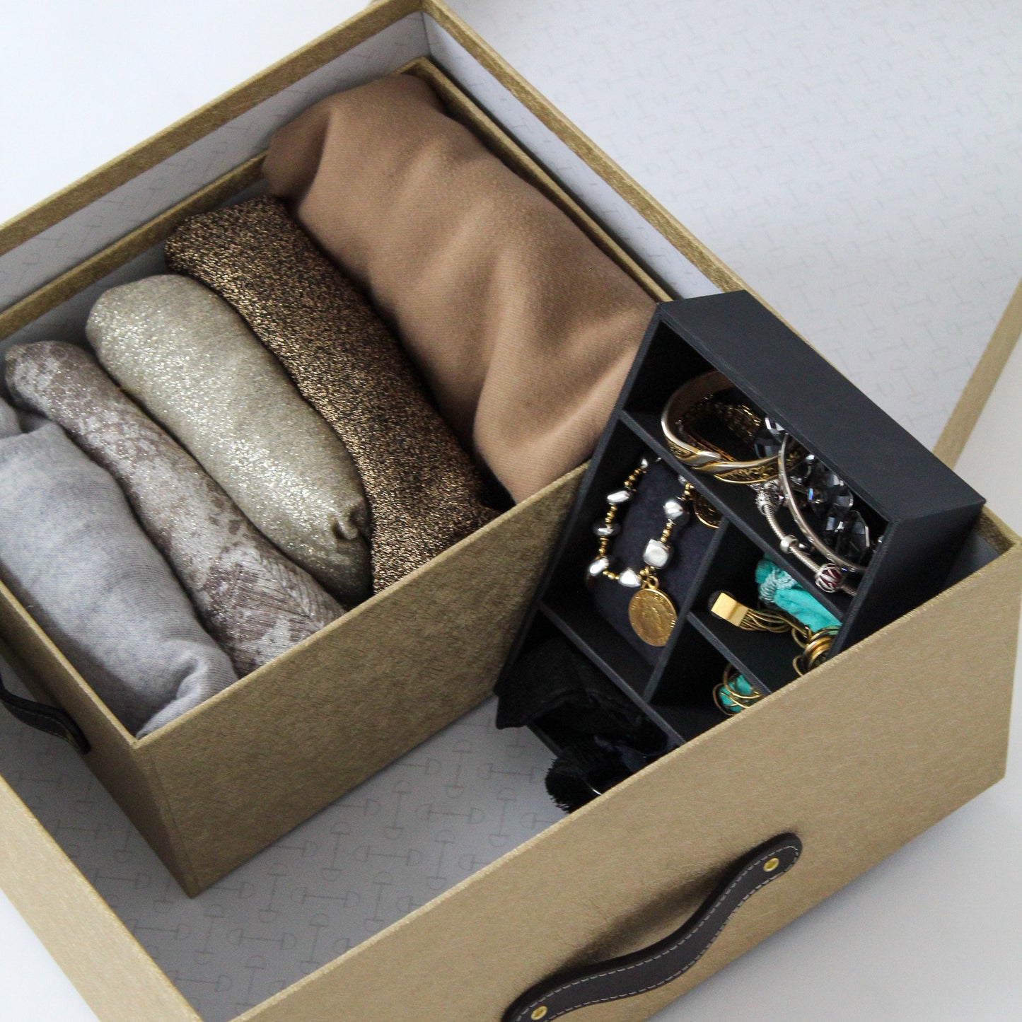 Cajas Organizadoras Decorativas Dorada con Textura Kit 4 Piezas