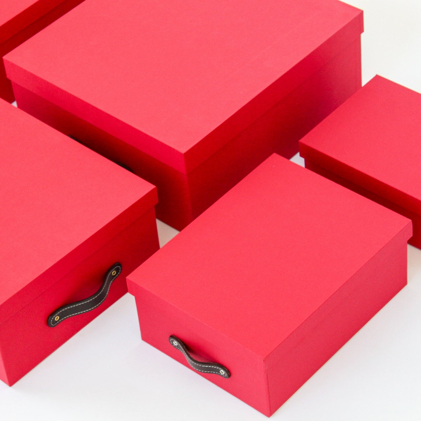 Caja Organizadora Decorativa Roja con Textura Kit 4 piezas