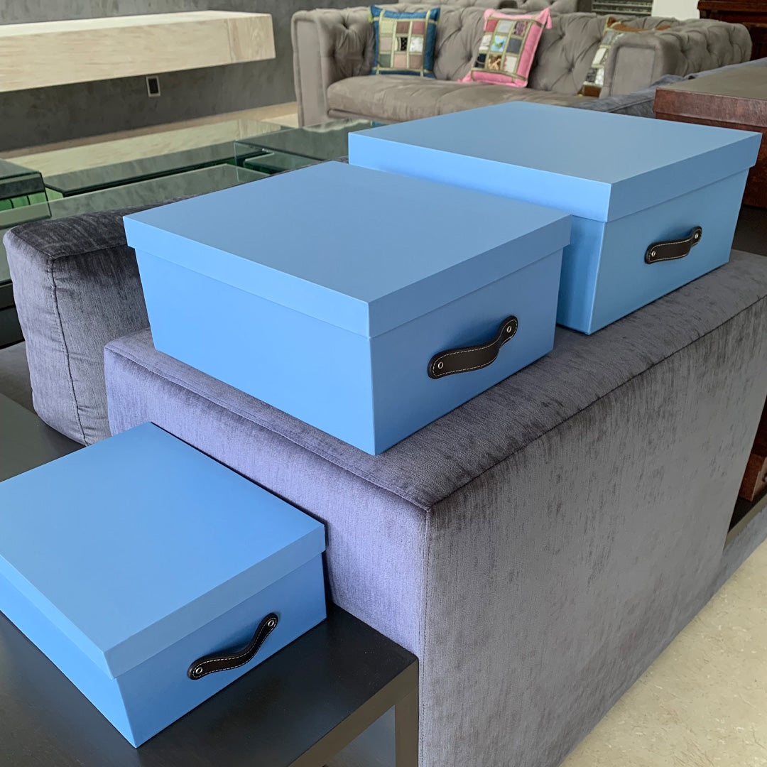 Cajas Organizadoras Decorativas Azul Claro Brillante Kit de 4 Piezas