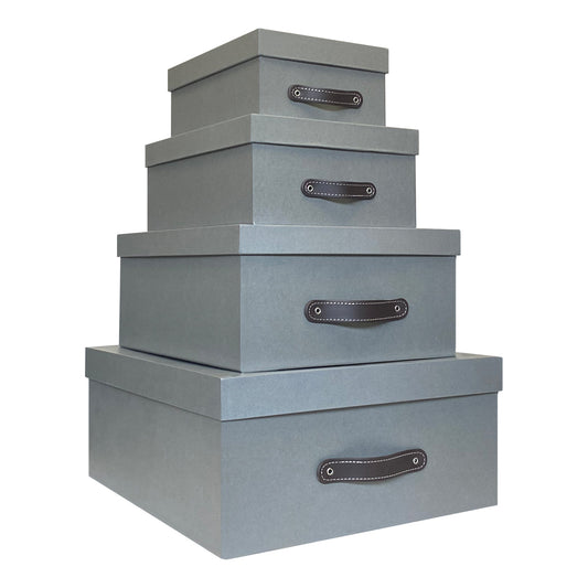 Cajas Organizadoras Decorativas Gris Oscuro Brillante Kit de 4 Piezas