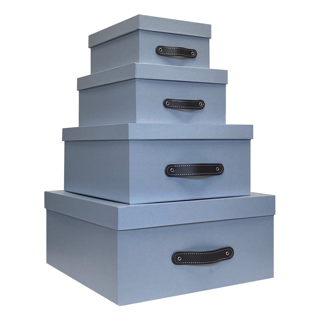 Cajas Organizadoras Decorativas Gris Claro Brillante Kit de 4 Piezas