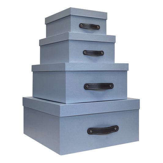 Cajas Organizadoras Decorativas Gris Claro Brillante Kit de 4 Piezas