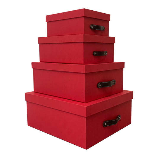 Caja Organizadora Decorativa Roja con Textura Kit 4 piezas