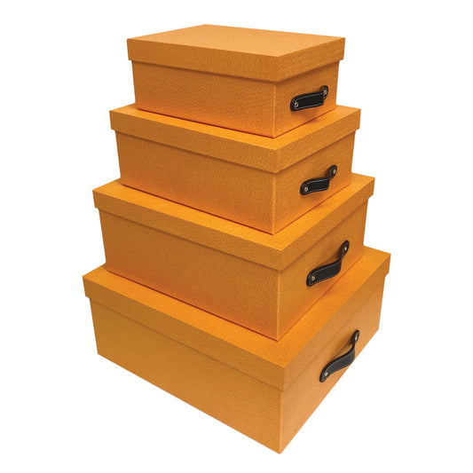 Cajas Organizadoras Decorativas Knitted Naranja Kit de 4 Piezas