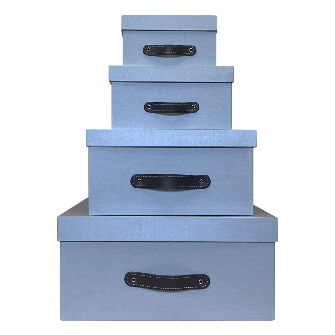 Cajas Organizadoras Decorativas Gris Claro Brillante Kit de 4 Piezas