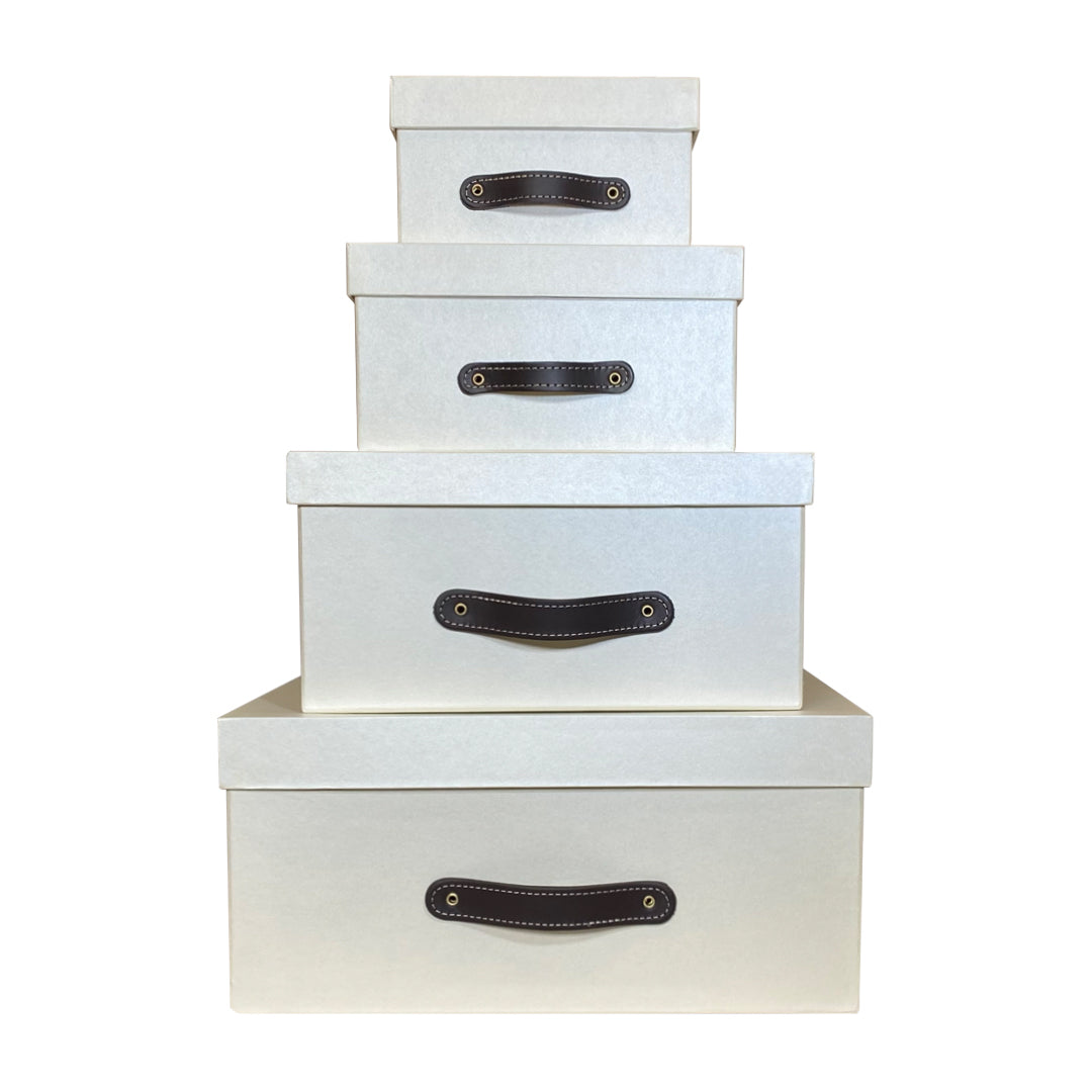 Cajas Organizadoras Decorativas Crema Aperlado Brillante Kit de 4 Piezas