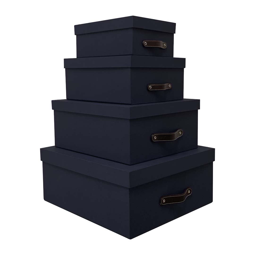 Caja Organizadora Decorativa Negra con Textura Kit 4 piezas