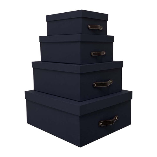 Caja Organizadora Decorativa Negra con Textura Kit 4 piezas