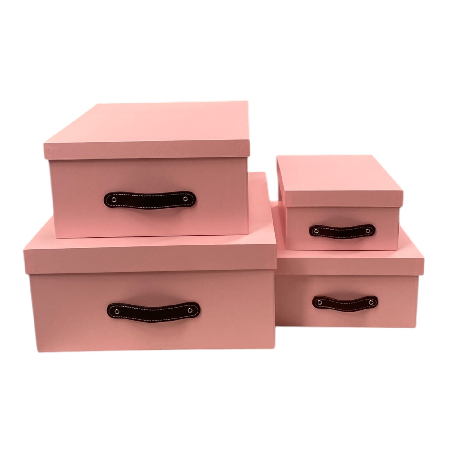 Caja Organizadora Decorativa Rosa Plastificada Kit 4 piezas