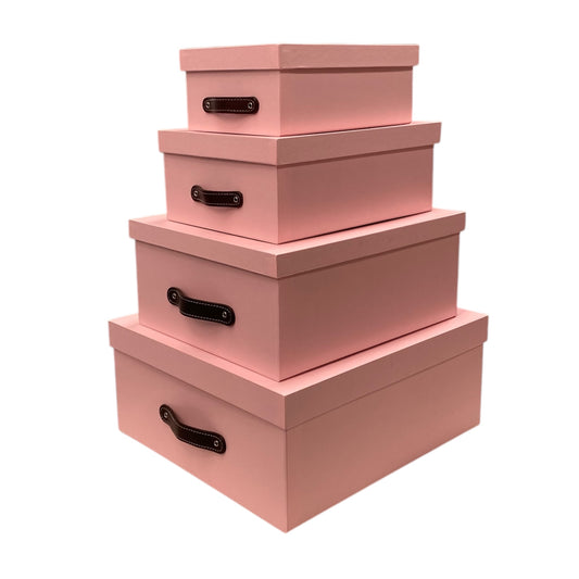 Caja Organizadora Decorativa Rosa Plastificada Kit 4 piezas