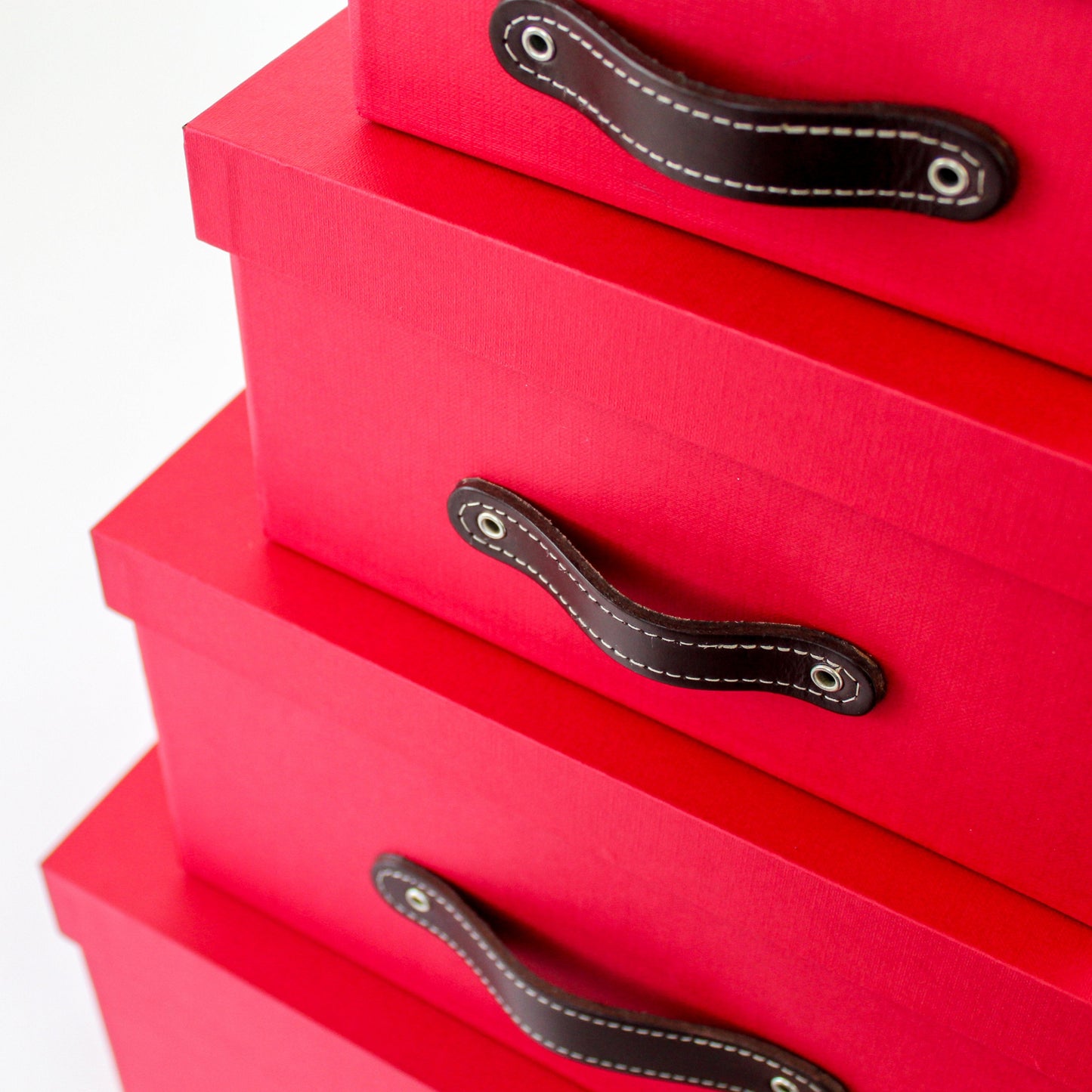 Caja Organizadora Decorativa Roja con Textura Kit 4 piezas