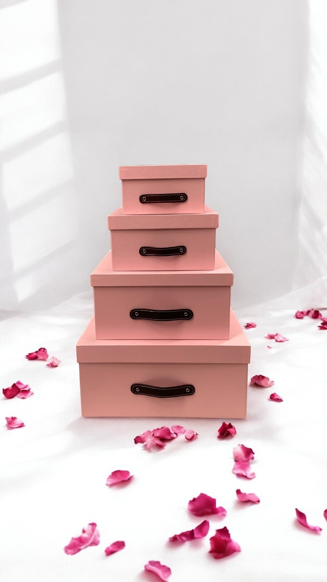 Caja Organizadora Decorativa Rosa Brillante Kit 4 piezas