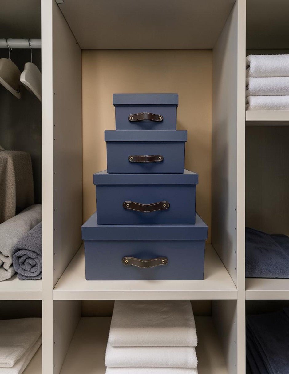 Cajas Organizadoras Decorativas Azul Marino Soft Touch 4 piezas - Luxbox Design