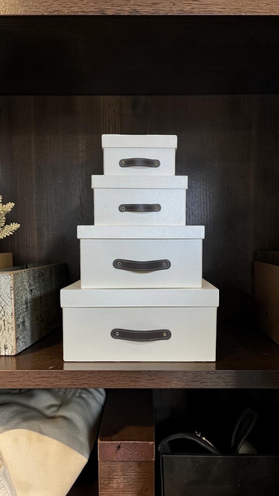 Cajas Organizadoras Decorativas Crema Aperlado Brillante Kit de 4 Piezas - Luxbox Design