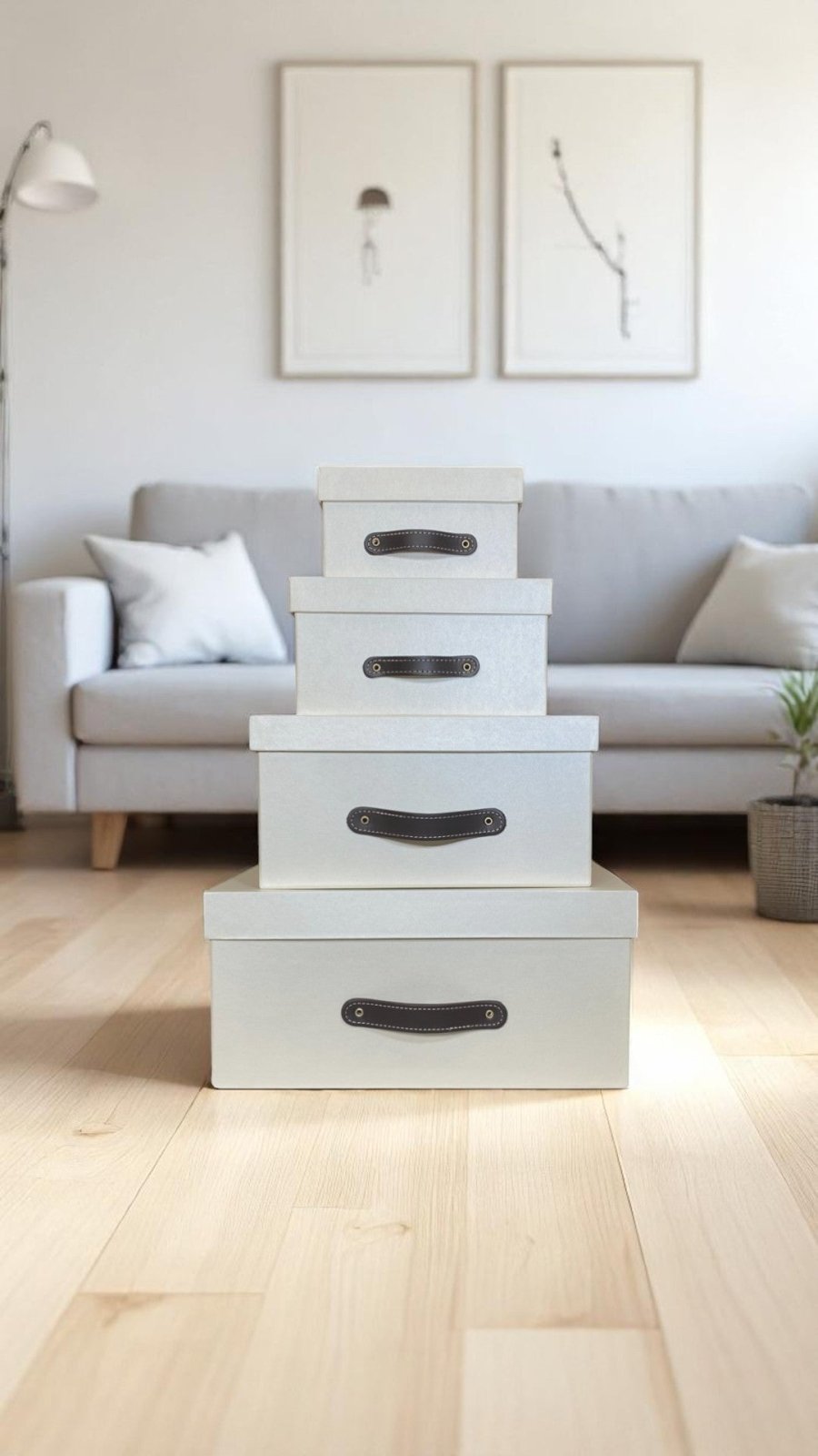 Cajas Organizadoras Decorativas Crema Aperlado Brillante Kit de 4 Piezas - Luxbox Design