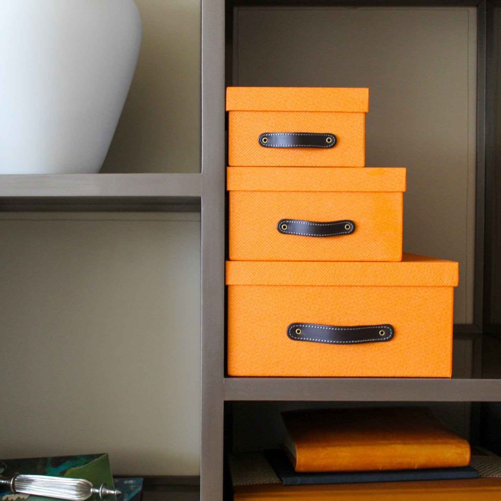 Cajas Organizadoras Decorativas Knitted Naranja Kit de 4 Piezas - Luxbox Design