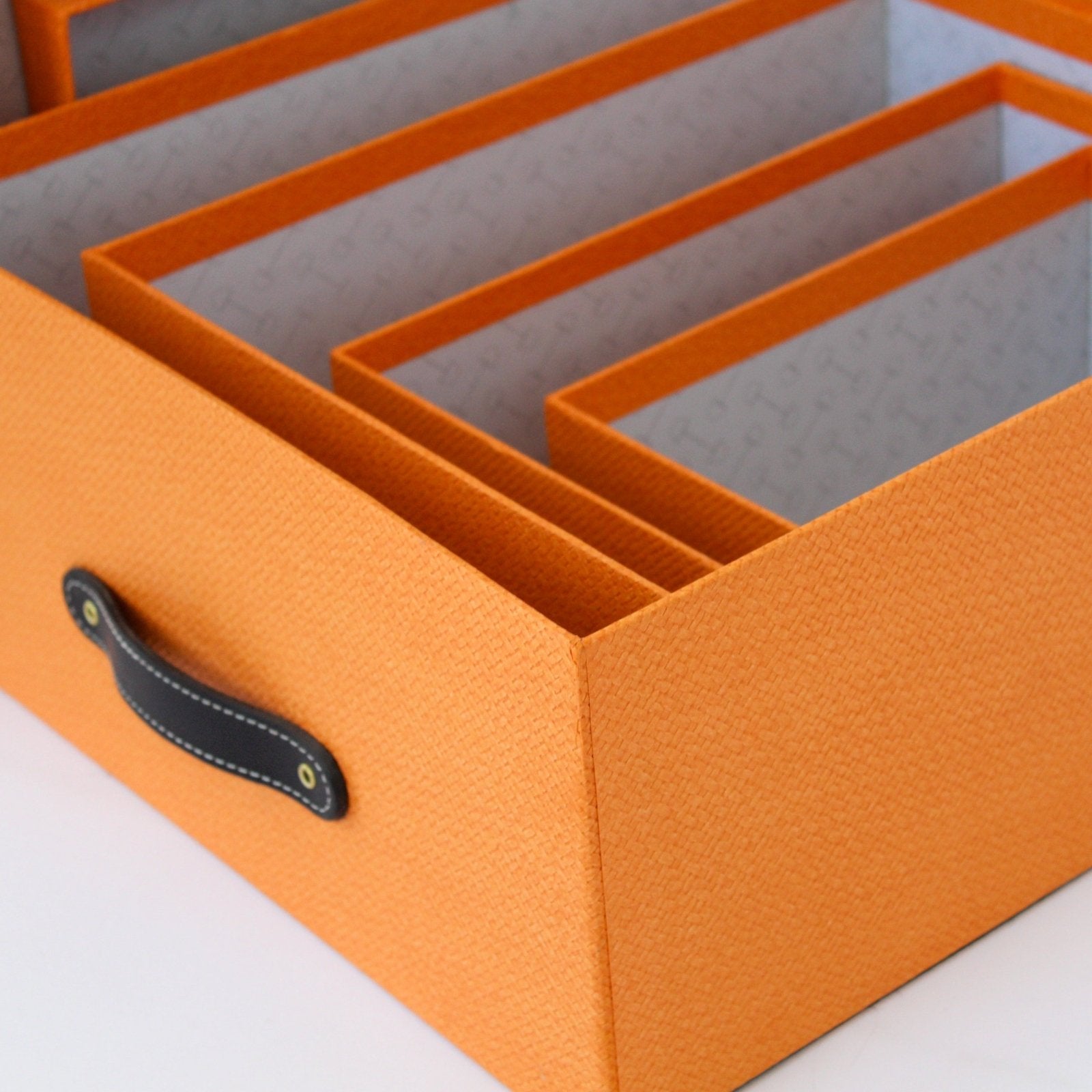 Cajas Organizadoras Decorativas Knitted Naranja Kit de 4 Piezas - Luxbox Design