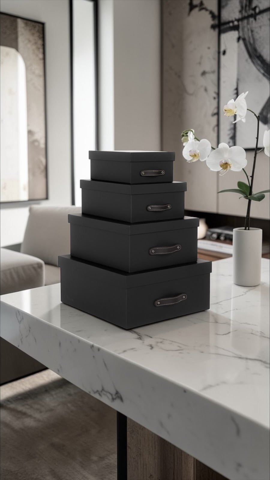 Cajas Organizadoras Decorativas Negro Soft Touch - Luxbox Design