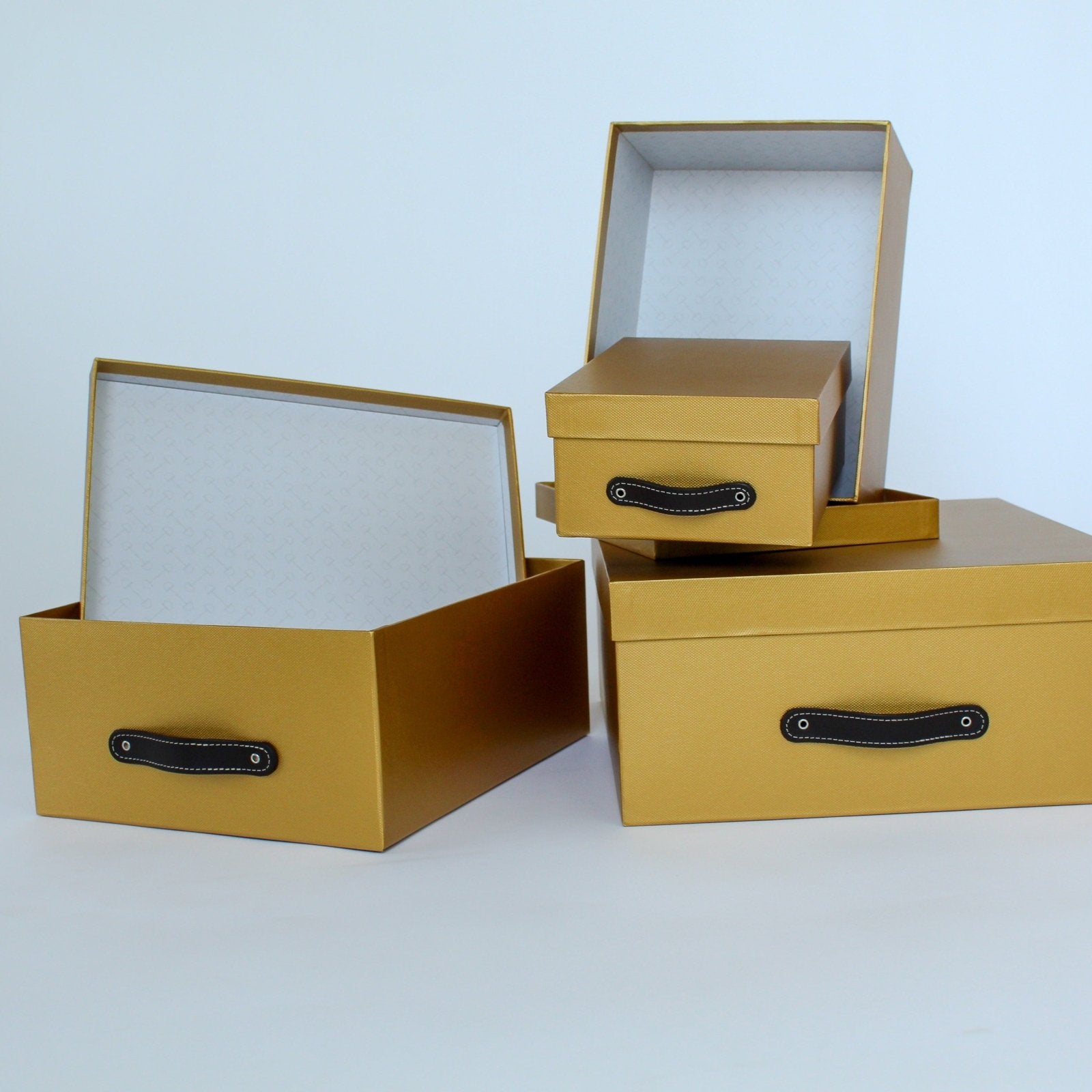 Cajas Organizadoras Decorativas Textura Metálica Dorada - Luxbox Design