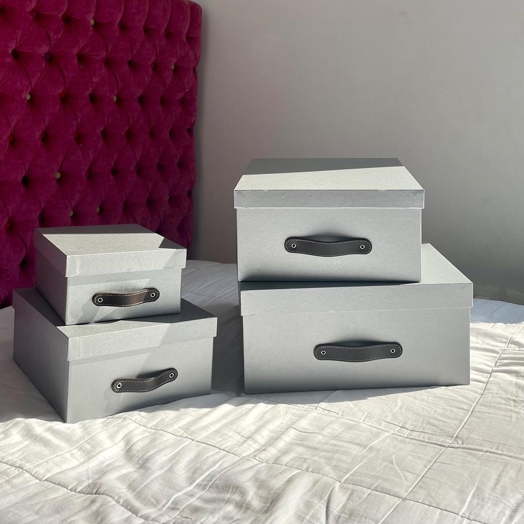 Cajas Organizadoras Decorativas Textura Metálica Plateada - Luxbox Design