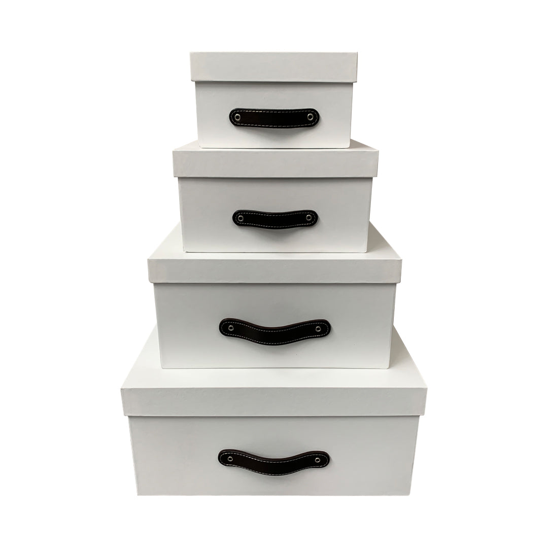 Caja Organizadora Decorativa Blanca Plastificada Kit 4 piezas