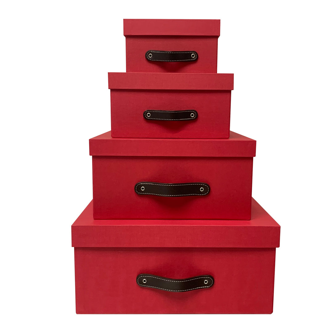 Caja Organizadora Decorativa Roja con Textura Kit 4 piezas