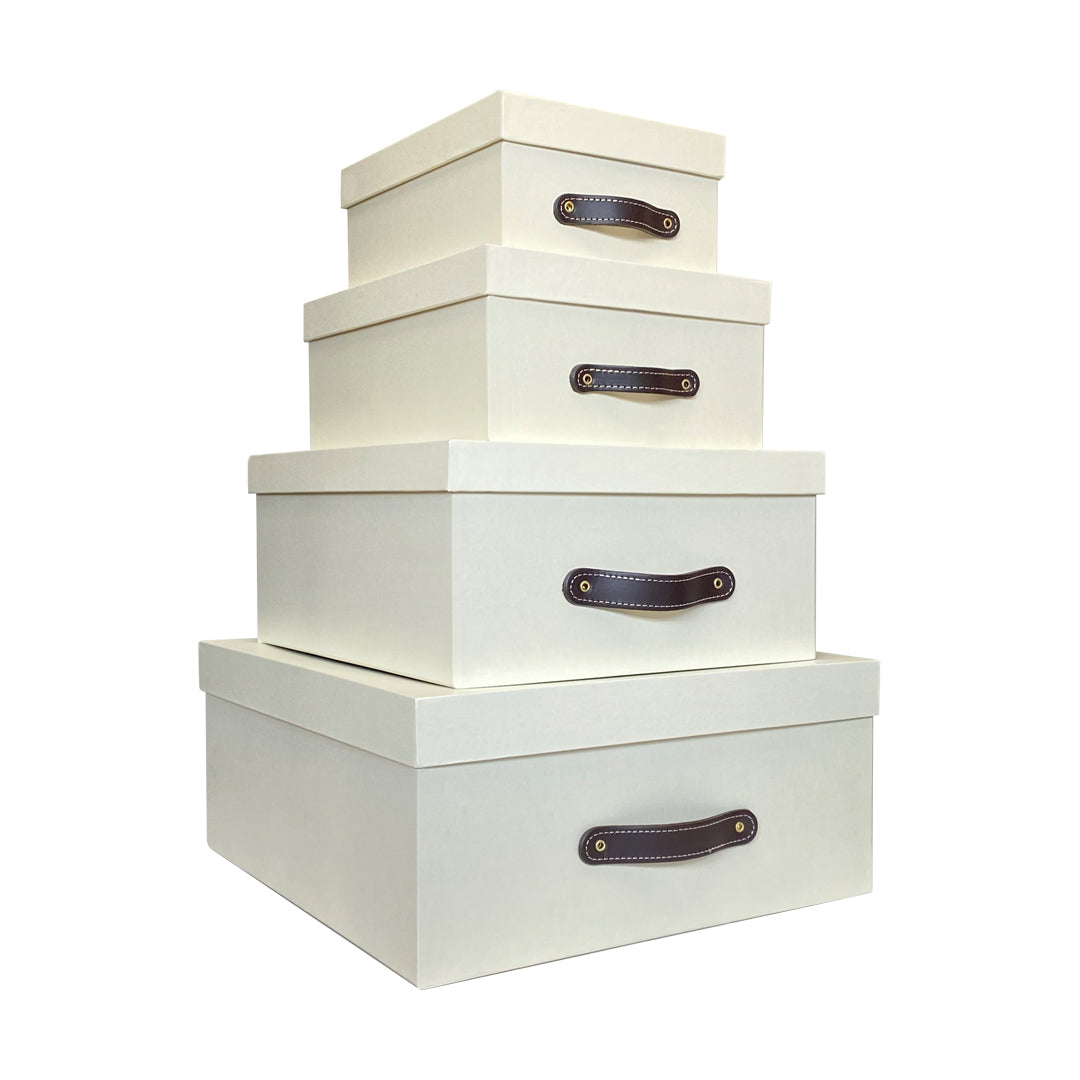 Cajas Organizadoras Decorativas Crema Aperlado Brillante Kit de 4 Piezas