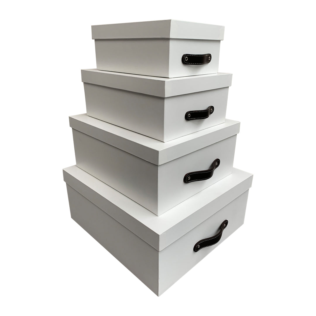 Caja Organizadora Decorativa Blanca Plastificada Kit 4 piezas