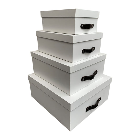 Caja Organizadora Decorativa Blanca Plastificada Kit 4 piezas