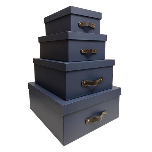 Cajas Organizadoras Decorativas Azul Marino Soft Touch 4 piezas - Luxbox Design