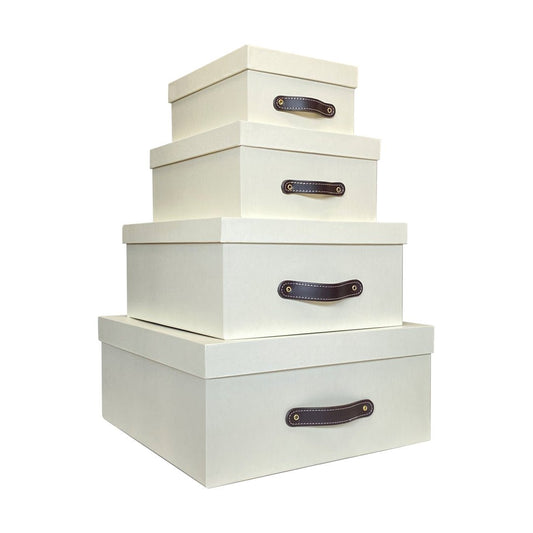 Cajas Organizadoras Decorativas Crema Aperlado Brillante Kit de 4 Piezas - Luxbox Design
