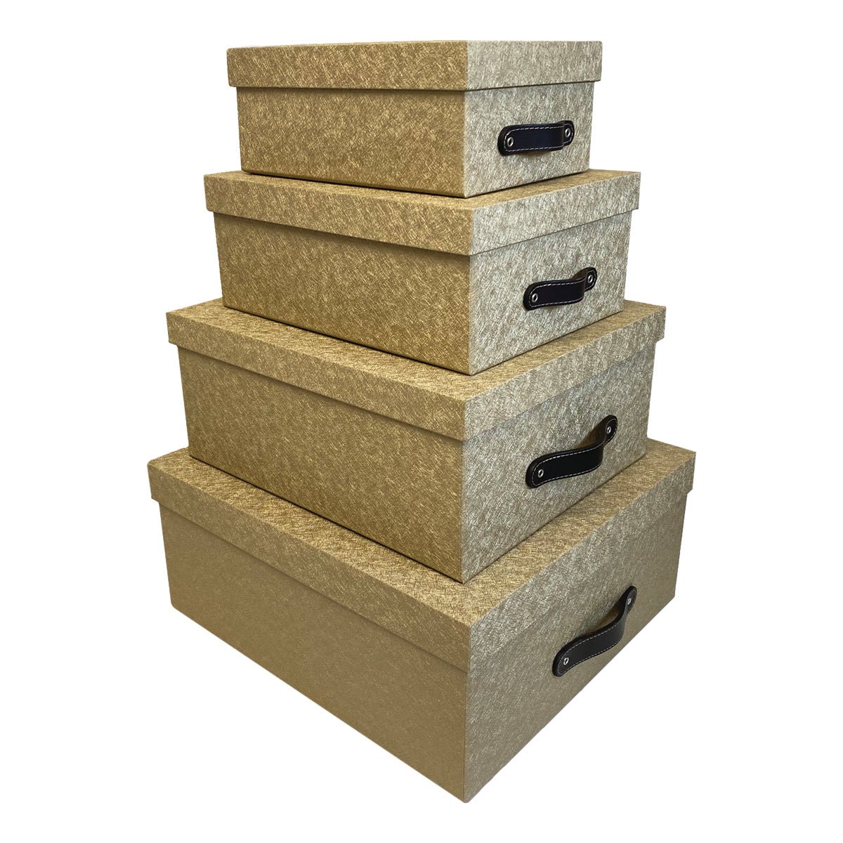 Cajas Organizadoras Decorativas Dorada con Textura Kit 4 Piezas - Luxbox Design