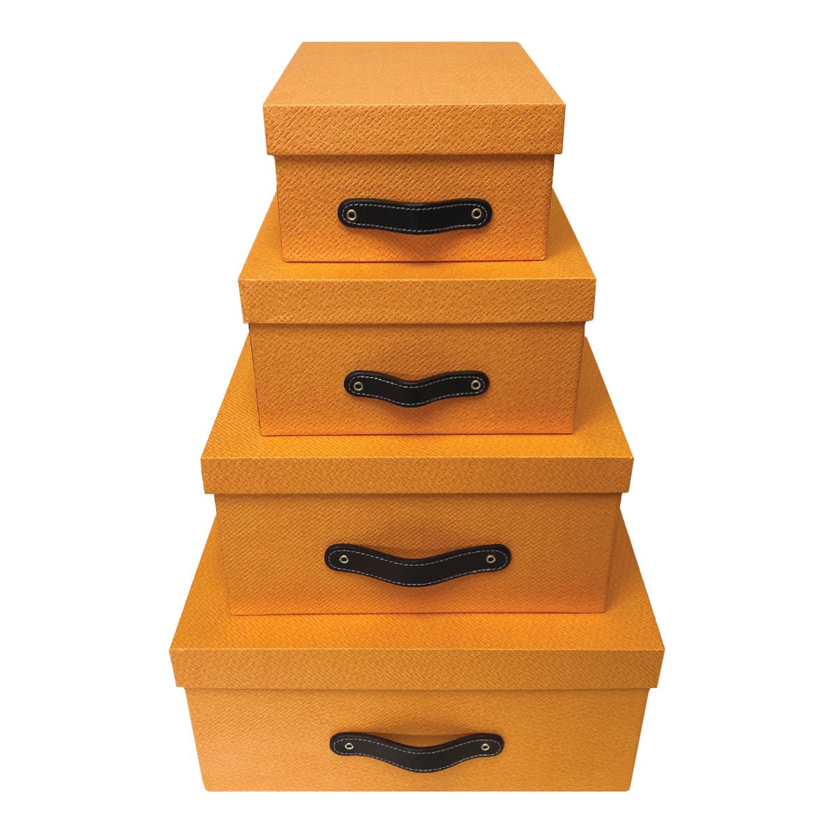 Cajas Organizadoras Decorativas Knitted Naranja Kit de 4 Piezas - Luxbox Design