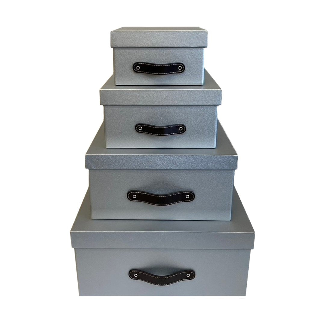 Cajas Organizadoras Decorativas Textura Metálica Plateada - Luxbox Design