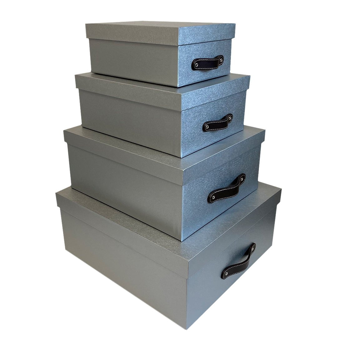 Cajas Organizadoras Decorativas Textura Metálica Plateada - Luxbox Design