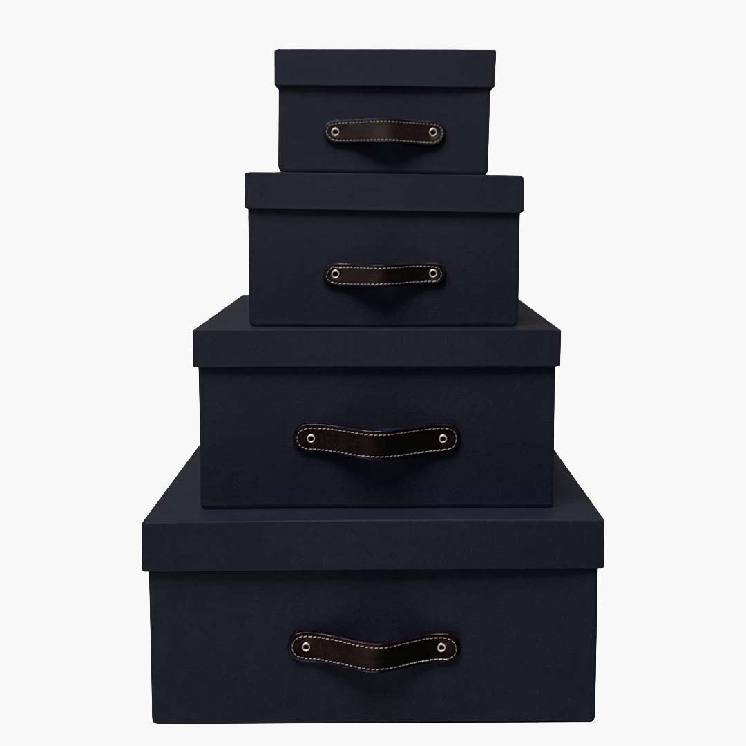 Caja Organizadora Decorativa Negra con Textura Kit 4 piezas